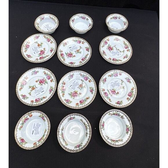 6 Antique Victoria Austria Porcelain Ramekins W/ Under-plates Floral Rare! -A60 - Picture 5 of 13